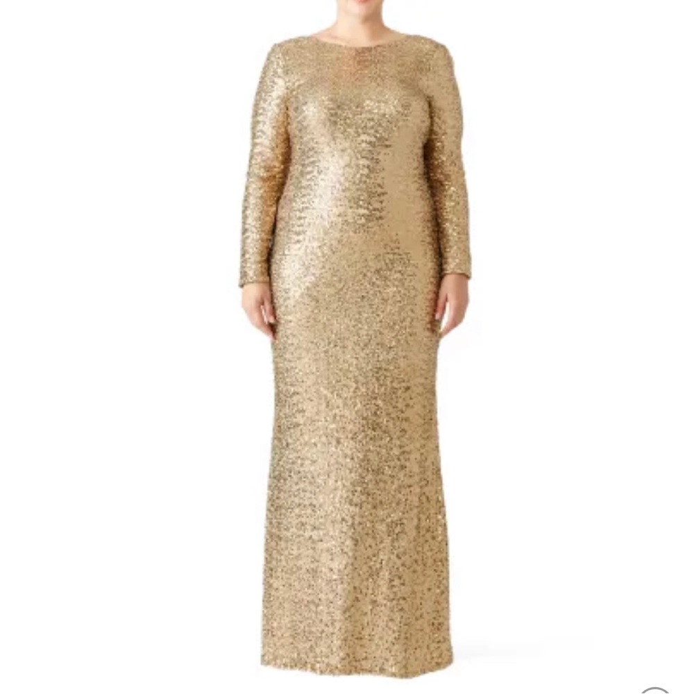 Badgley Mischka Gold Dara Gown STUNNING Gold Sequin Gown  Special Occasion Dress